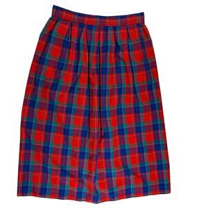 Pendleton Wool Midi Skirt Plaid A-Line Pleated Pockets Lightweight VTG 70s USA
